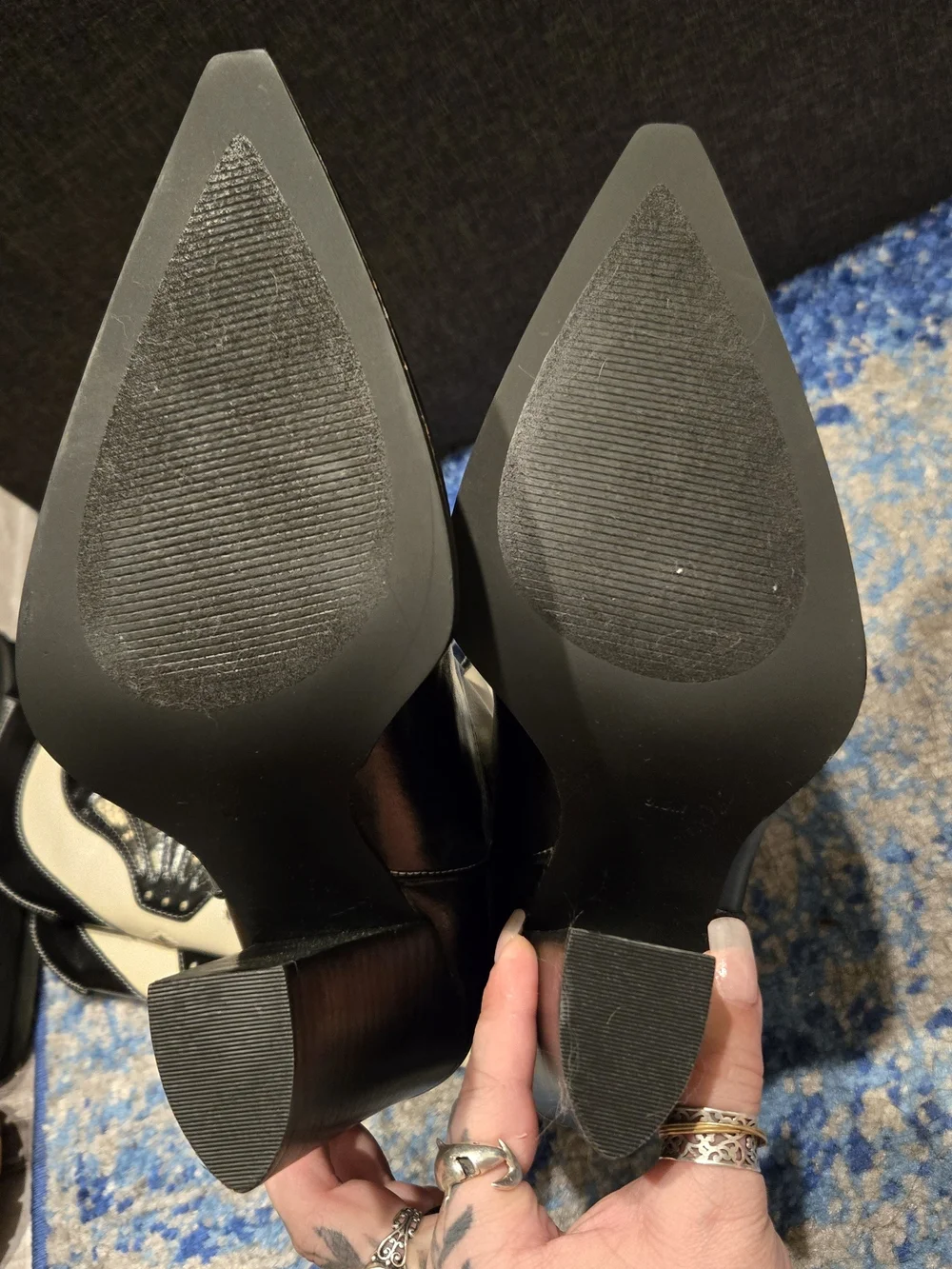 Steve Madden Kaz Black and Cream Western Tall Boots